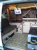 TV mounted in a VW Westfalia Syncro